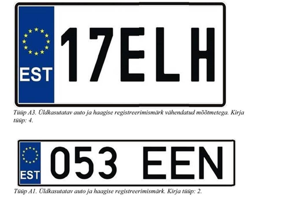 Üha enam on võltsitud vähendatud mõõtmetega registreerimismärke (tüüp A3 üleval) ning neid on hakatud kasutama autode ja haagiste registreerimismärkide mõõdus (tüüp A1 all).