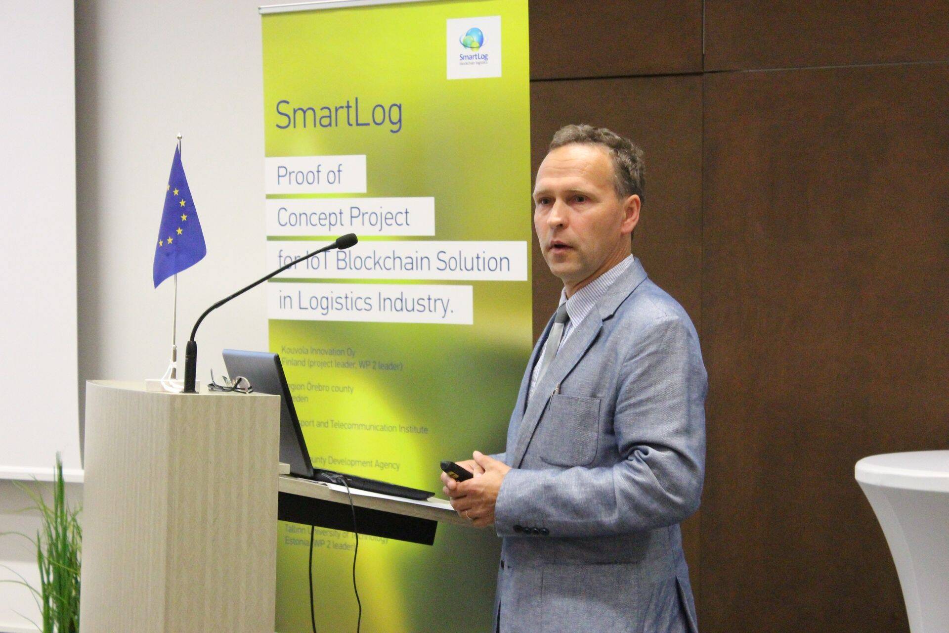 Interreg Central Baltic projektijuht Ivo Volt täna toimuval konverentsil SmartLog Pilot1: Blockchain Taking Logistics to 4.0