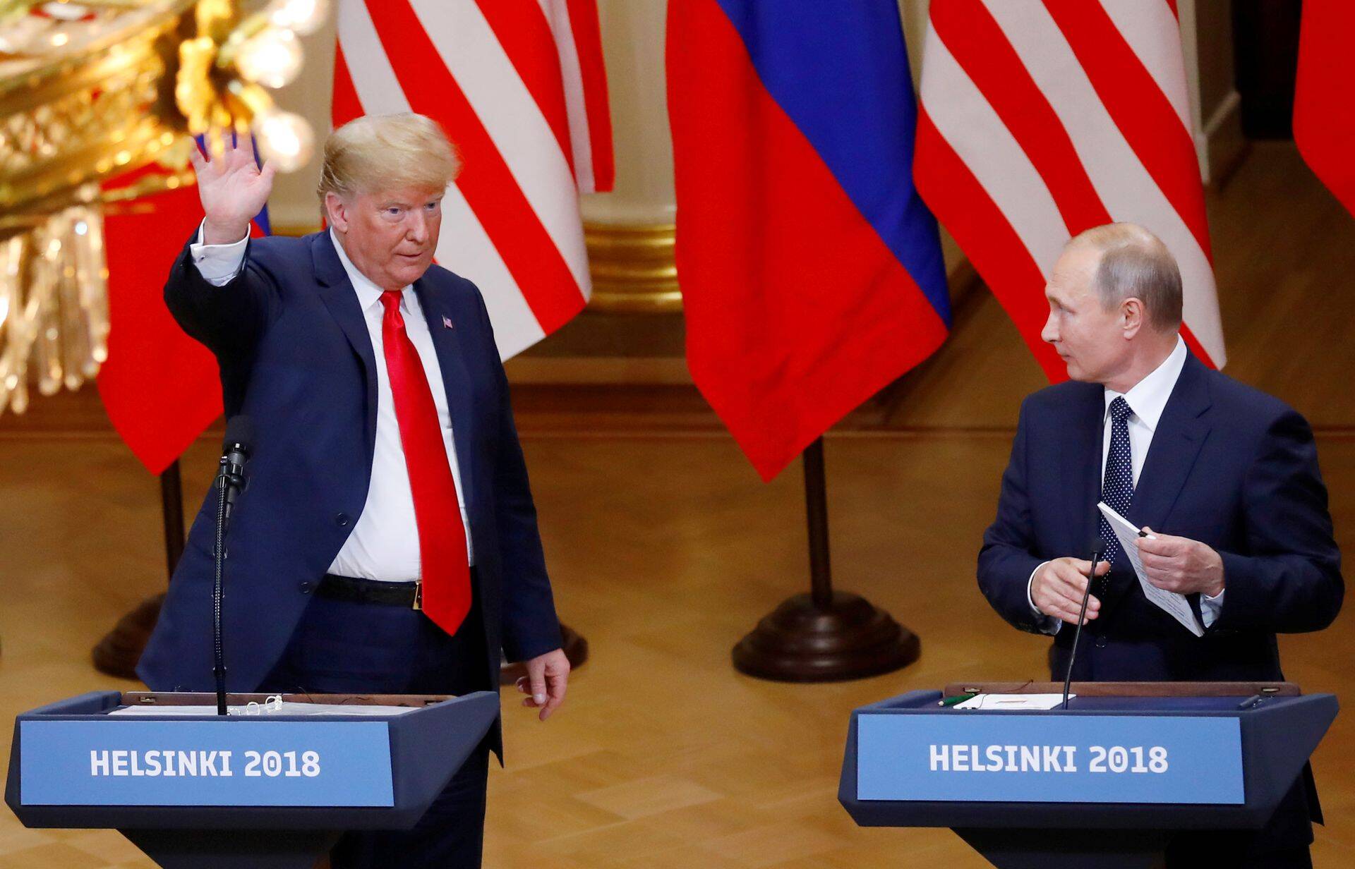USA president Donald Trump (vasakul) ja Venemaa president Vladimir Putin Helsingi kohtumisel.