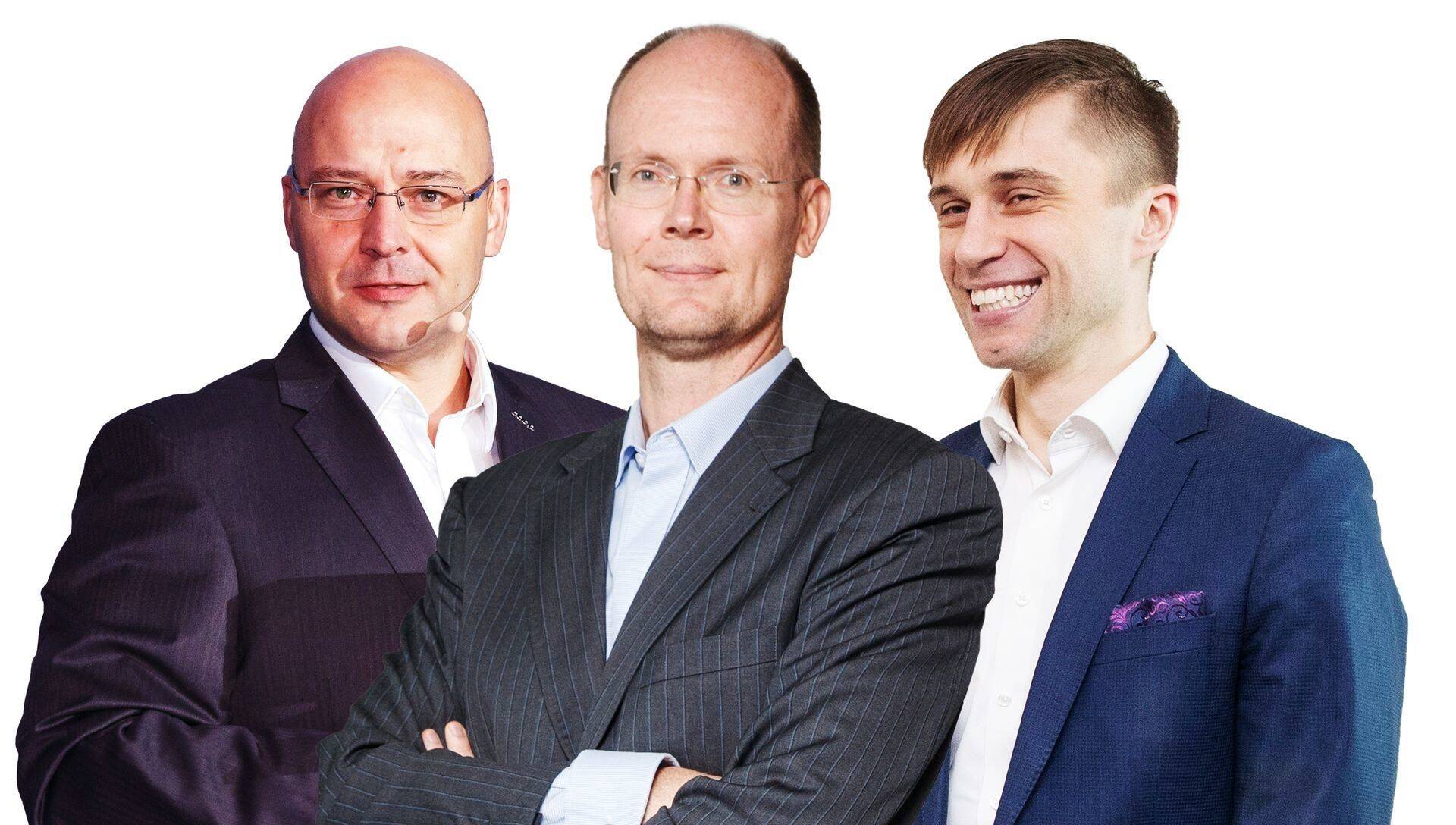 Konkursi "Parim juht 2019" finalistid Jaanus Vihand (Coop Eesti), Aku Sorainen (advokaadibüroo Sorainen) ja Risto Mäeots (Magnetic MRO).