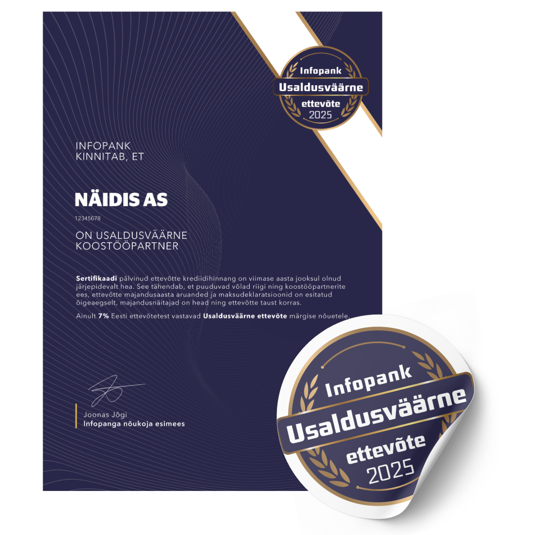 Usaldusväärne ettevõte kuldpakett 2025