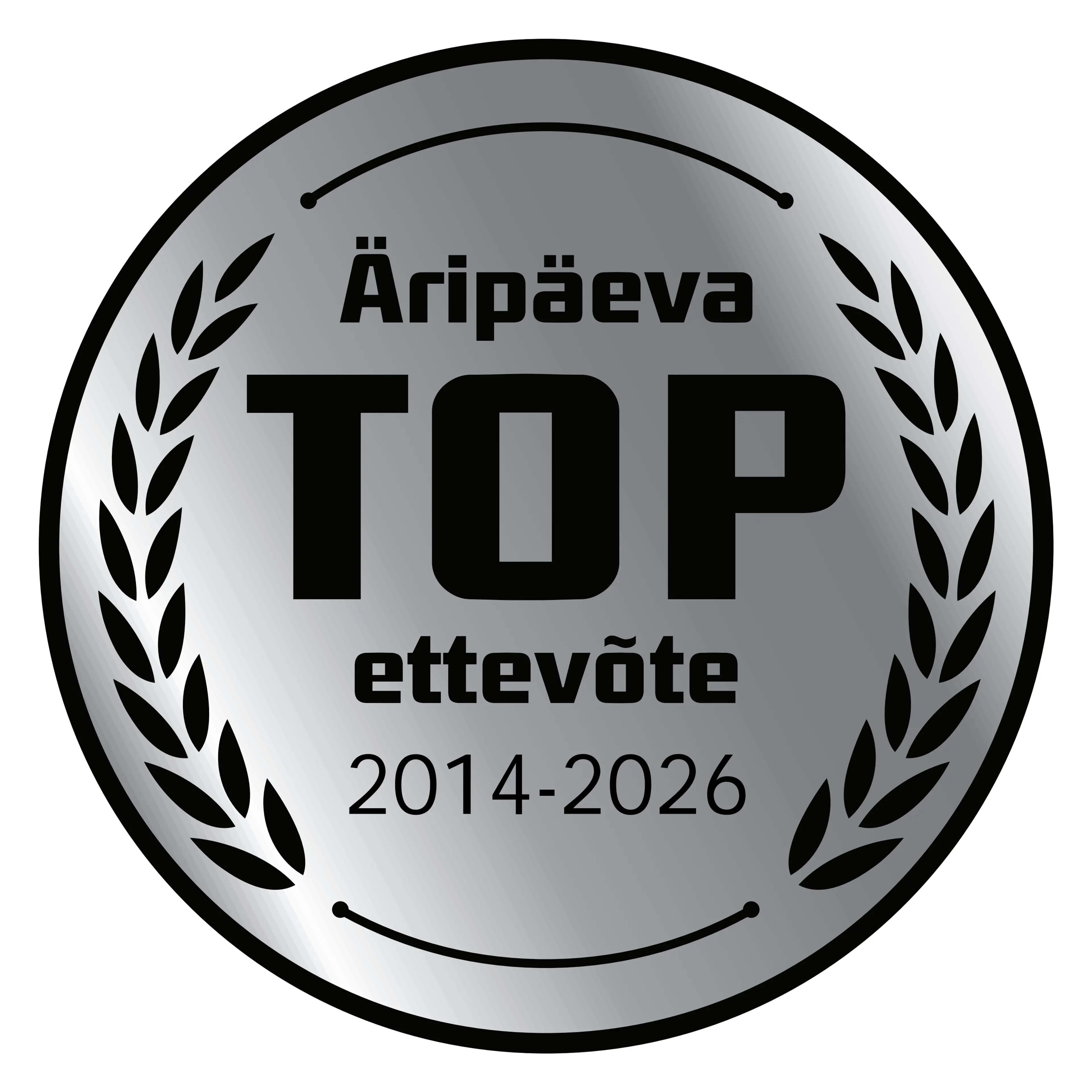<p><strong>&Auml;rip&auml;eva TOP ettev&otilde;te 13 aastat j&auml;rjest</strong></p>
<p>M&auml;rgis t&auml;hendab, et ettev&otilde;te on oma valdkonna absoluutne tipp. J&auml;rjepidev TOPi kuulumine n&auml;itab, et ettev&otilde;te areneb pidevalt, on j&auml;tkusuutlik ja usaldusv&auml;&auml;rne. Selliste ettev&otilde;tete eesotsas on Eesti parimad juhid ja neis t&ouml;&ouml;tavad k&otilde;ige s&auml;ravamad talendid.</p>
<p>&Auml;rip&auml;ev on koostanud TOP edetabeleid juba aastast 1993. <strong>&Auml;rip&auml;eva TOP ettev&otilde;te 10-14 aastat j&auml;rjest</strong> eksklusiivsesse klubisse kuulub vaid <strong>0,16%</strong> Eesti ettev&otilde;tetest.</p>