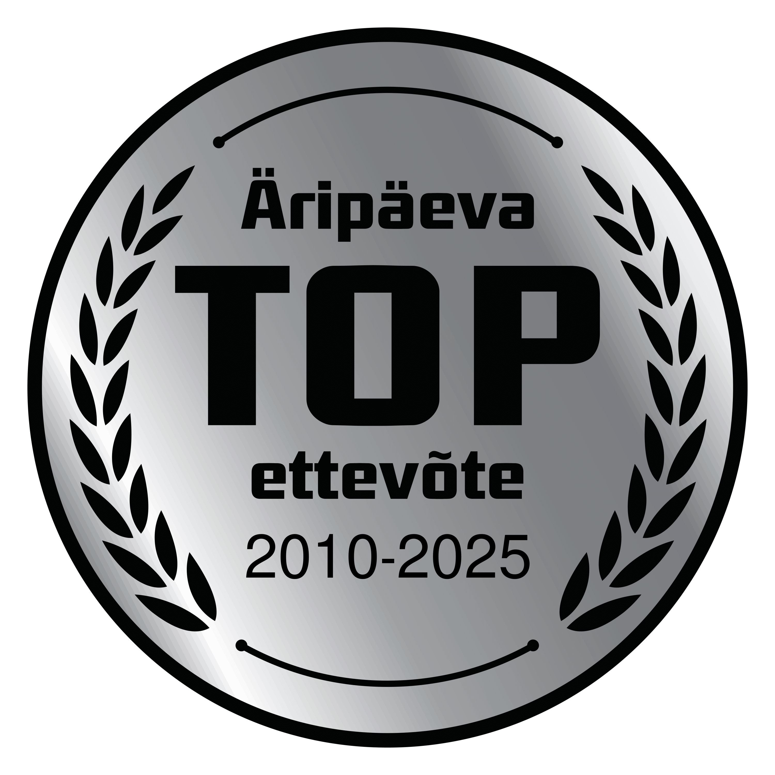 <p><strong>&Auml;rip&auml;eva TOP ettev&otilde;te 16 aastat j&auml;rjest</strong></p>
<p>M&auml;rgis t&auml;hendab, et ettev&otilde;te on oma valdkonna absoluutne tipp. J&auml;rjepidev TOPi kuulumine n&auml;itab, et ettev&otilde;te areneb pidevalt, on j&auml;tkusuutlik ja usaldusv&auml;&auml;rne. Selliste ettev&otilde;tete eesotsas on Eesti parimad juhid ja neis t&ouml;&ouml;tavad k&otilde;ige s&auml;ravamad talendid.</p>
<p>&Auml;rip&auml;ev on koostanud TOP edetabeleid juba aastast 1993. <strong>&Auml;rip&auml;eva TOP ettev&otilde;te 15-19 aastat j&auml;rjest</strong> eksklusiivsesse klubisse kuulub vaid <strong>0,04%</strong> Eesti ettev&otilde;tetest.</p>