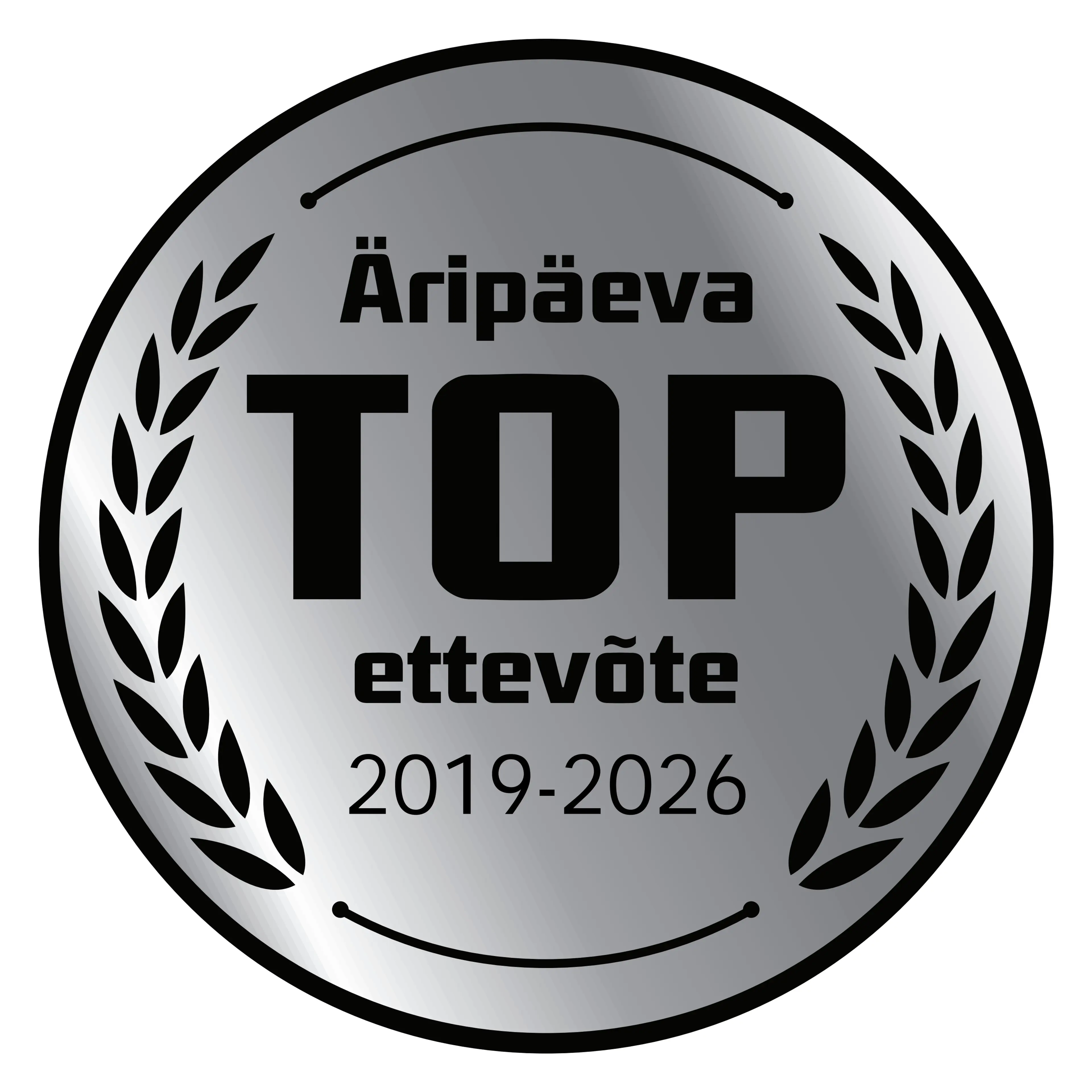 <p><strong>&Auml;rip&auml;eva TOP ettev&otilde;te 8 aastat j&auml;rjest</strong></p>
<p>M&auml;rgis t&auml;hendab, et ettev&otilde;te on oma valdkonna absoluutne tipp. J&auml;rjepidev TOPi kuulumine n&auml;itab, et ettev&otilde;te areneb pidevalt, on j&auml;tkusuutlik ja usaldusv&auml;&auml;rne. Selliste ettev&otilde;tete eesotsas on Eesti parimad juhid ja neis t&ouml;&ouml;tavad k&otilde;ige s&auml;ravamad talendid.</p>
<p>&Auml;rip&auml;ev on koostanud TOP edetabeleid juba aastast 1993. <strong>&Auml;rip&auml;eva TOP ettev&otilde;te 5-9 aastat j&auml;rjest</strong> eksklusiivsesse klubisse kuulub vaid <strong>0,32%</strong> Eesti ettev&otilde;tetest.</p>