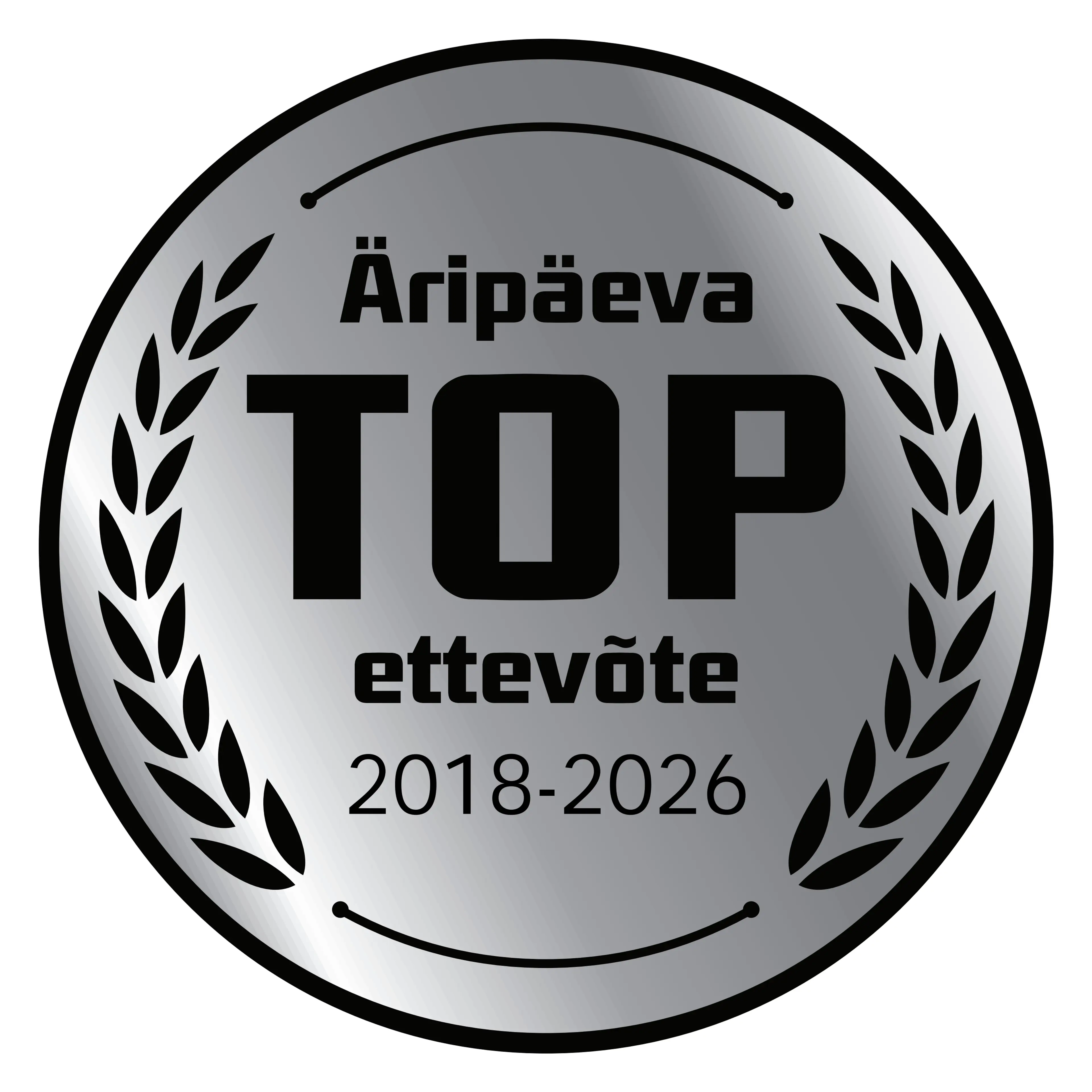 <p><strong>&Auml;rip&auml;eva TOP ettev&otilde;te 9 aastat j&auml;rjest</strong></p>
<p>M&auml;rgis t&auml;hendab, et ettev&otilde;te on oma valdkonna absoluutne tipp. J&auml;rjepidev TOPi kuulumine n&auml;itab, et ettev&otilde;te areneb pidevalt, on j&auml;tkusuutlik ja usaldusv&auml;&auml;rne. Selliste ettev&otilde;tete eesotsas on Eesti parimad juhid ja neis t&ouml;&ouml;tavad k&otilde;ige s&auml;ravamad talendid.</p>
<p>&Auml;rip&auml;ev on koostanud TOP edetabeleid juba aastast 1993. <strong>&Auml;rip&auml;eva TOP ettev&otilde;te 5-9 aastat j&auml;rjest</strong> eksklusiivsesse klubisse kuulub vaid <strong>0,32%</strong> Eesti ettev&otilde;tetest.</p>